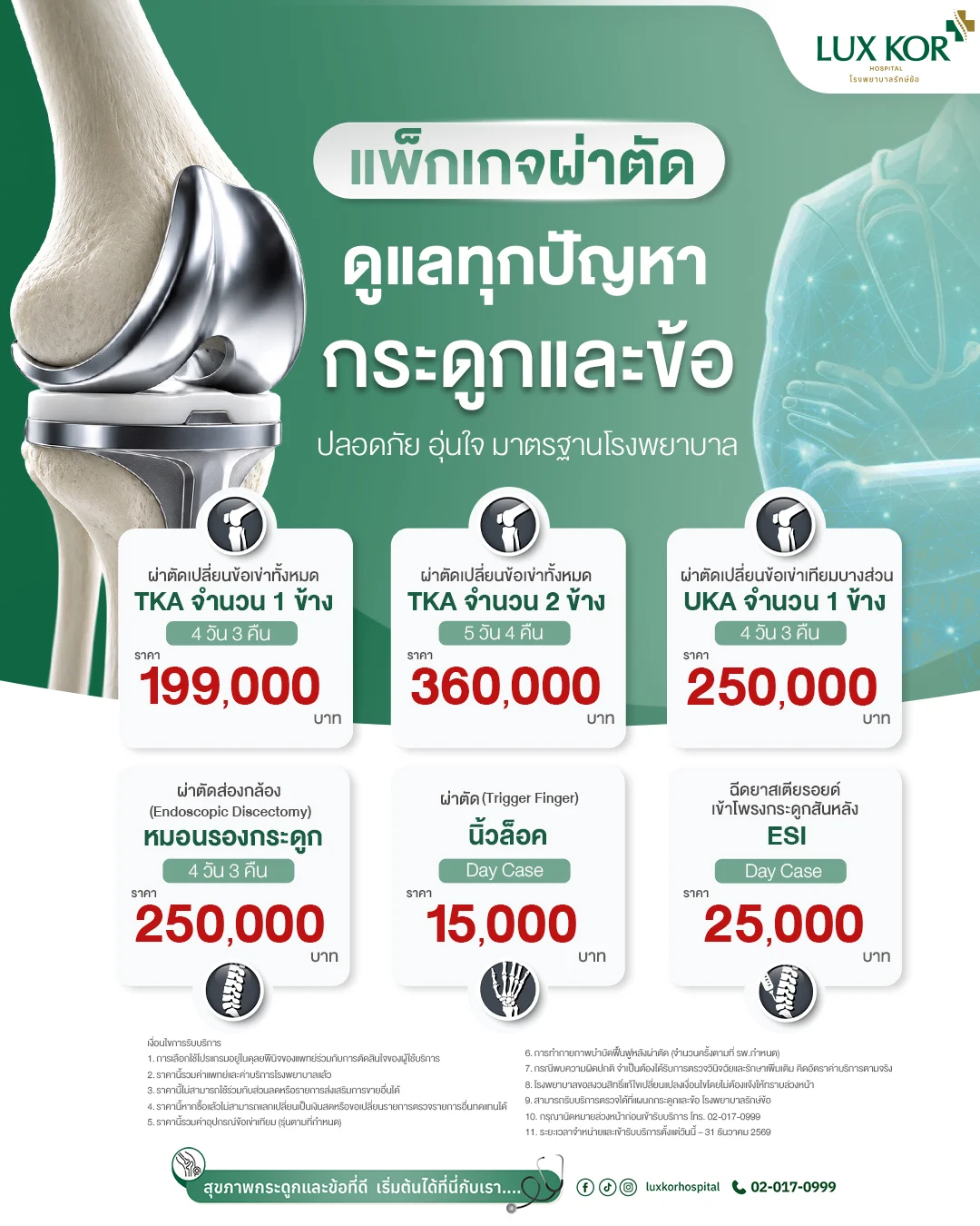 โมเดลข้อเข่าเทียมและสัญลักษณ์การผ่าตัดกระดูกและข้อ หน้าภาพแพ็กเกจผ่าตัดดูแลทุกปัญหากระดูกและข้อ โรงพยาบาลรักษ์ข้อ LUX KOR Hospital